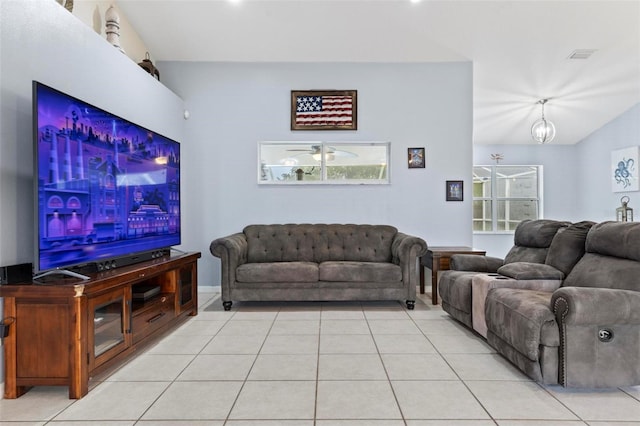 view of tiled living room