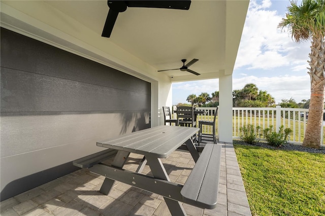 view of patio with ceiling fan