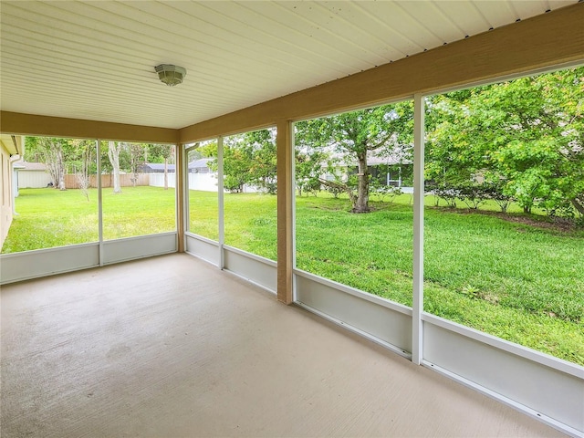 view of unfurnished sunroom