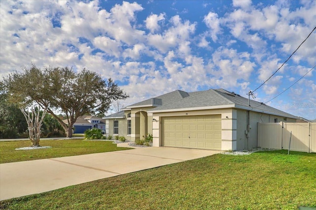 view of front of home with a garage and a front yard