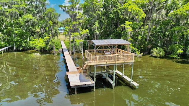 dock area featuring a water view