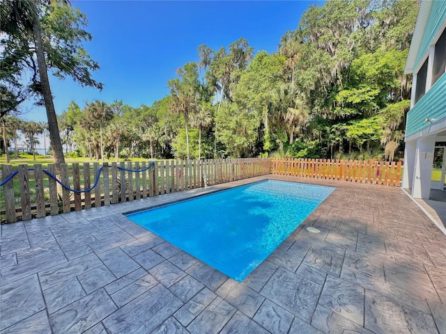 view of swimming pool with a patio