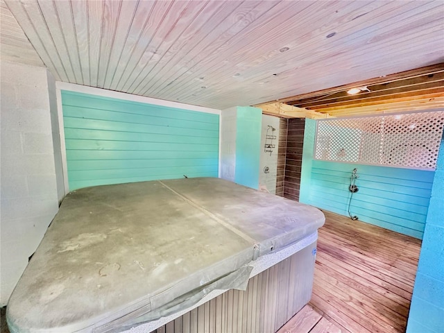 interior space featuring a hot tub