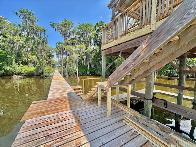 dock area with a water view