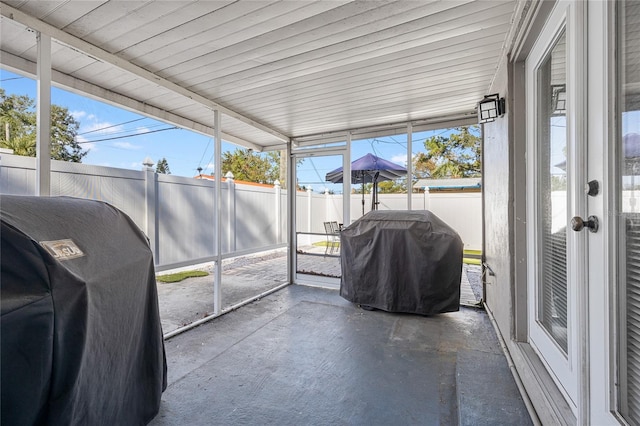 view of unfurnished sunroom