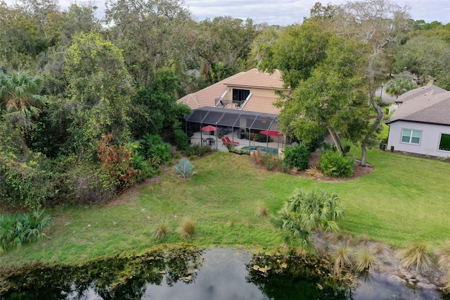 bird's eye view featuring a water view