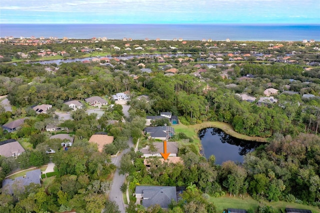 bird's eye view featuring a water view