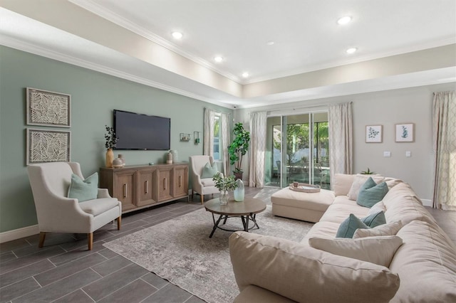 2214 Elegant Manor Cir, Edgewater, FL 32141 - living room with crown molding and recessed lighting