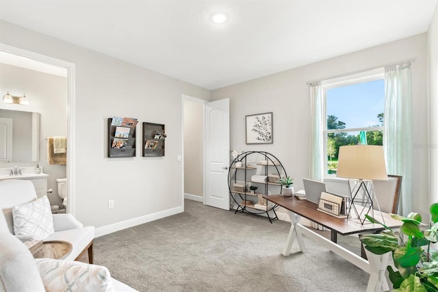 2214 Elegant Manor Cir, Edgewater, FL 32141 - office area featuring carpet and baseboards