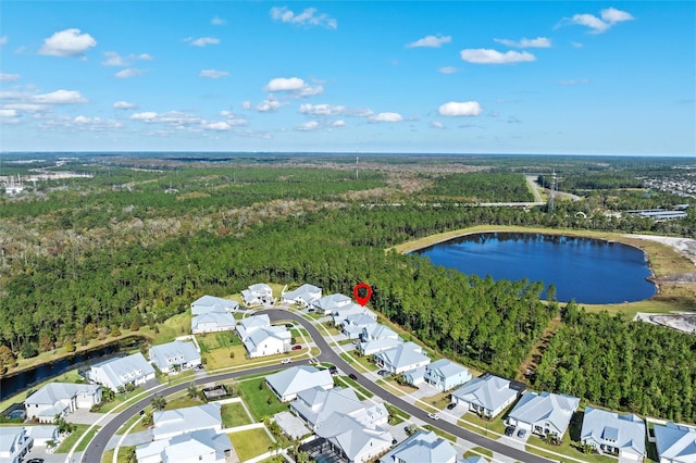 bird's eye view featuring a water view