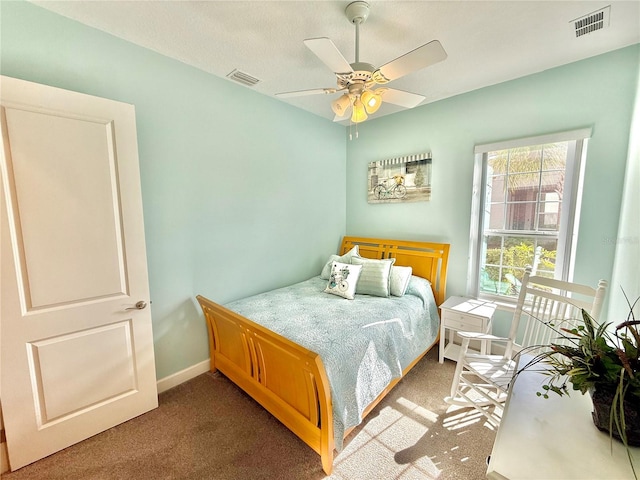 bedroom with carpet and ceiling fan