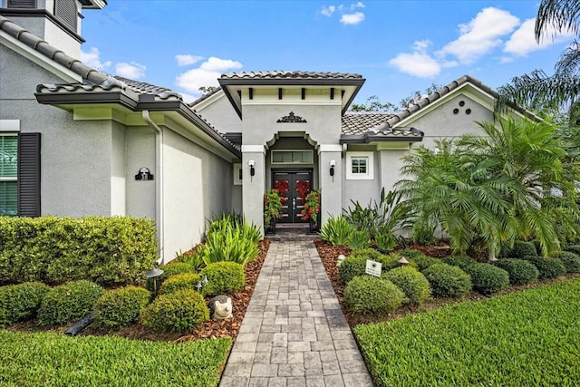 property entrance with french doors