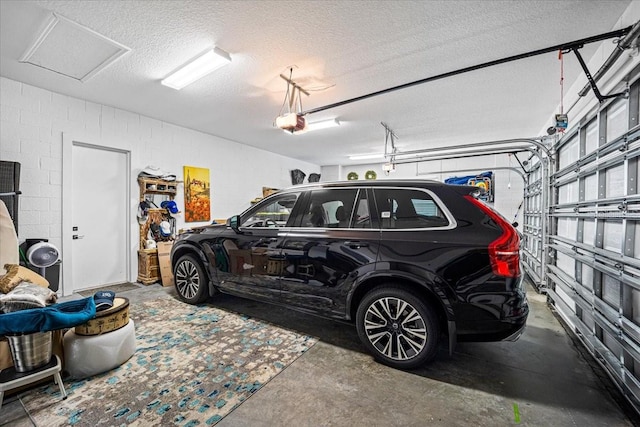 garage with a garage door opener