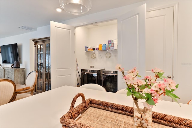 interior space featuring washer and dryer