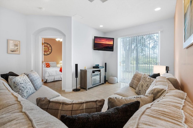 view of tiled living room