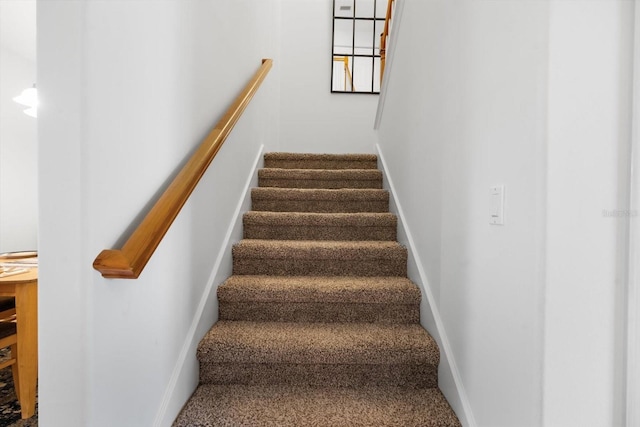 stairway with carpet flooring