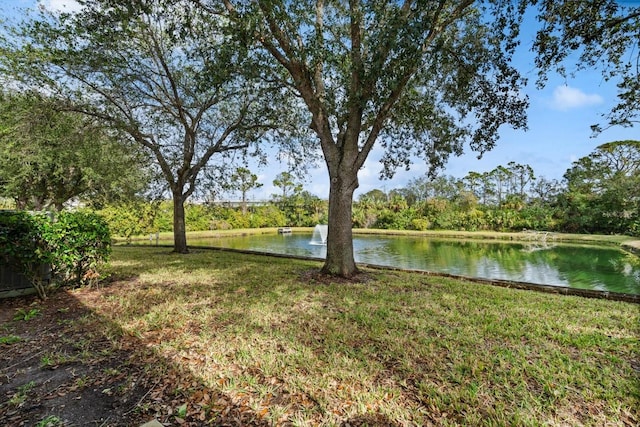 view of yard with a water view