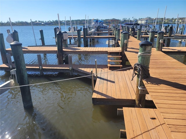 view of dock featuring a water view