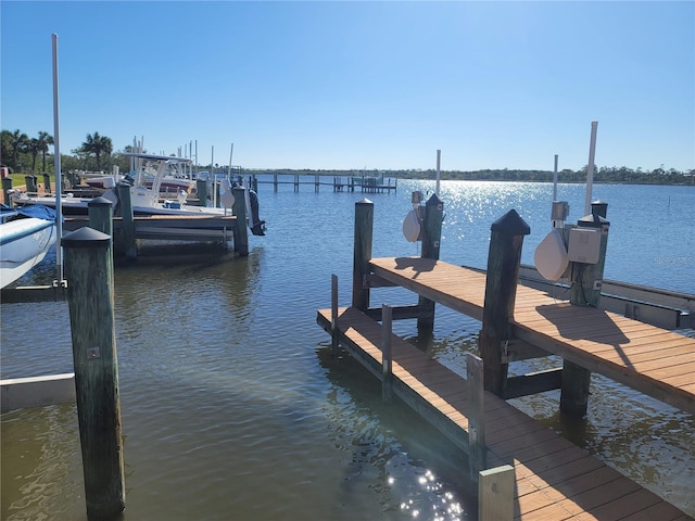 dock area featuring a water view