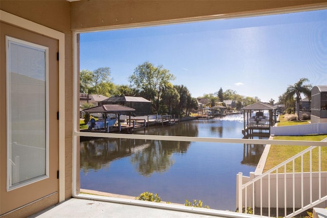 water view featuring a boat dock