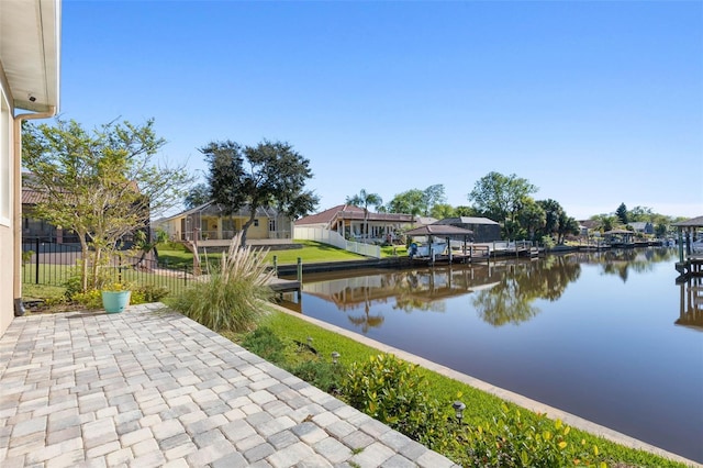 exterior space featuring a boat dock