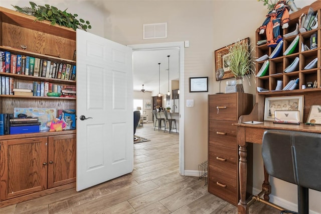 office featuring light wood-type flooring