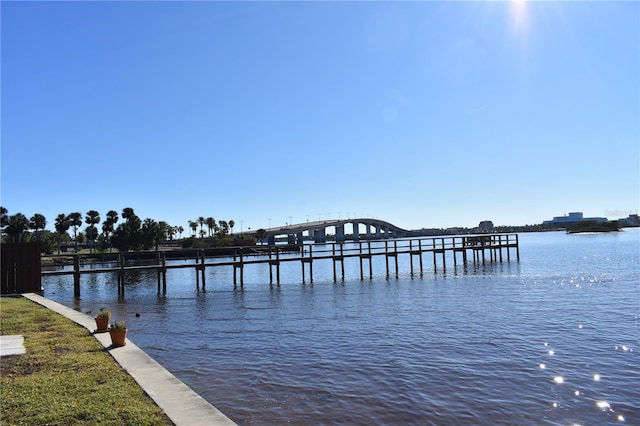 view of dock featuring a water view