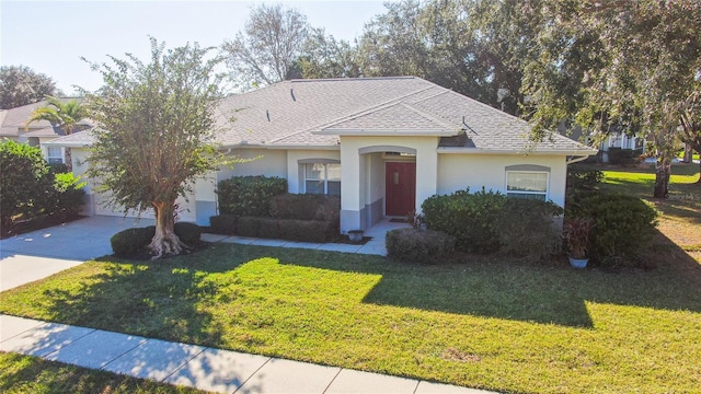 ranch-style home with a front yard