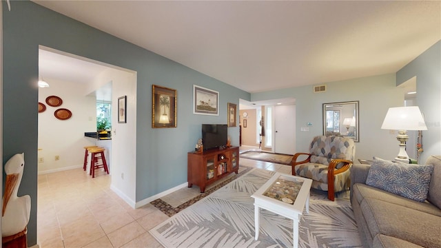 view of tiled living room