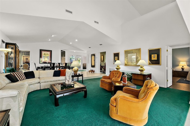 7 Jasmine Run, Ormond Beach, FL 32174 - living area featuring lofted ceiling and recessed lighting