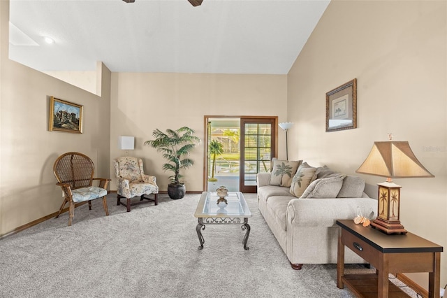 living room with carpet floors