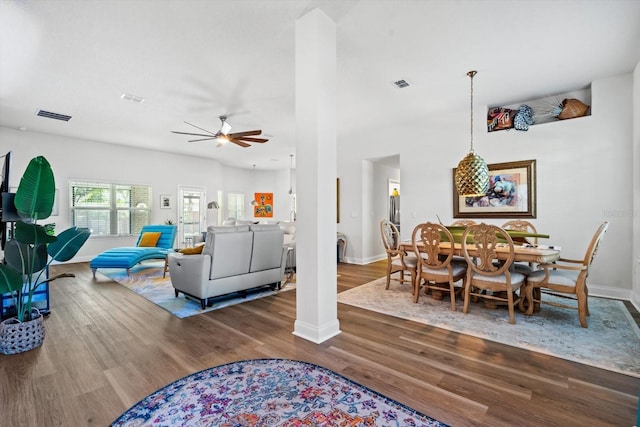6 Lindsay Dr, Palm Coast, FL 32137 - living area with a ceiling fan, wood finished floors, and baseboards