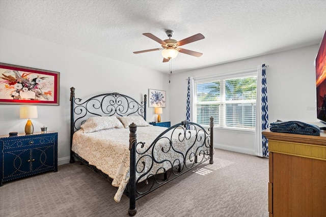 6 Lindsay Dr, Palm Coast, FL 32137 - carpeted bedroom featuring a textured ceiling, baseboards, and ceiling fan