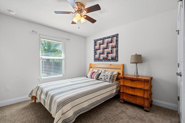 6 Lindsay Dr, Palm Coast, FL 32137 - bedroom with baseboards, carpet, a textured ceiling, and ceiling fan