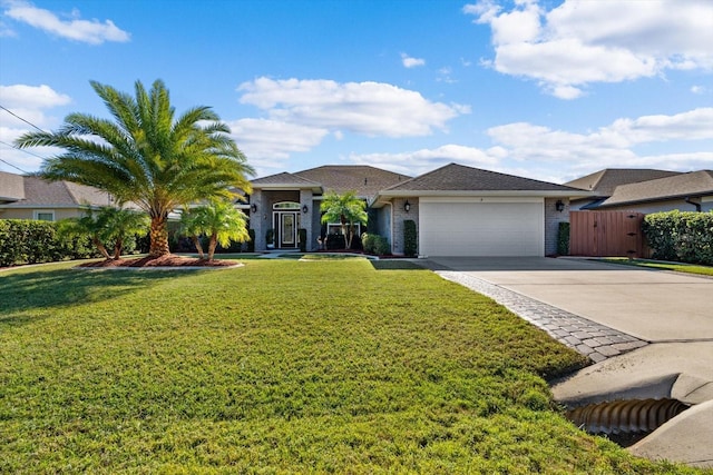 6 Lindsay Dr, Palm Coast, FL 32137 - single story home with a garage, concrete driveway, a front yard, and brick siding