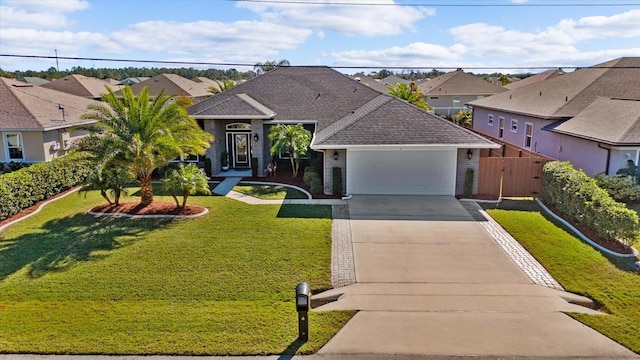 6 Lindsay Dr, Palm Coast, FL 32137 - ranch-style home with a residential view, an attached garage, concrete driveway, and brick siding