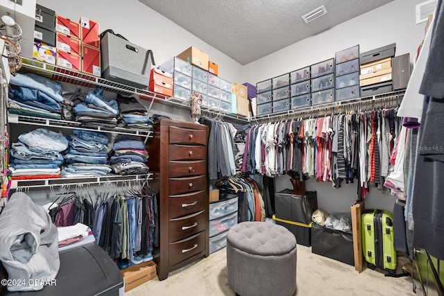 spacious closet with carpet flooring