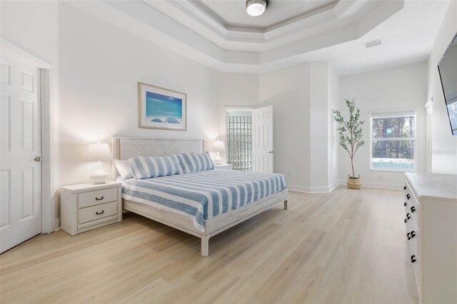 bedroom with light wood-type flooring