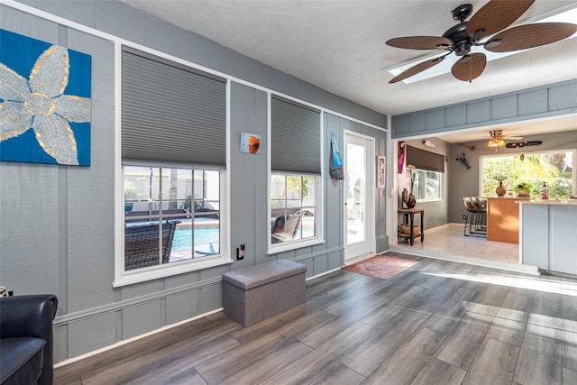 14 Fort Caroline Ln, Palm Coast, FL 32137 - entryway with wood finished floors and a ceiling fan