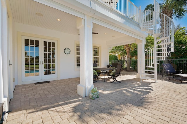 view of patio featuring french doors