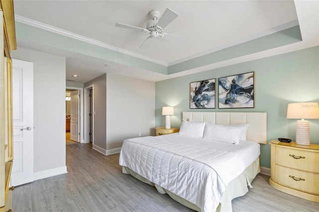 200 Ocean Crest Dr Unit 515, Palm Coast, FL 32137 - bedroom with light wood-style floors, ornamental molding, ceiling fan, and recessed lighting