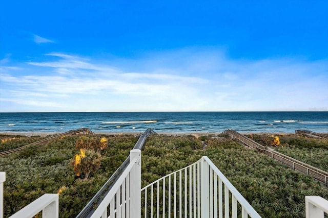 view of water feature featuring a view of the beach