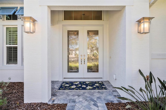 property entrance with french doors