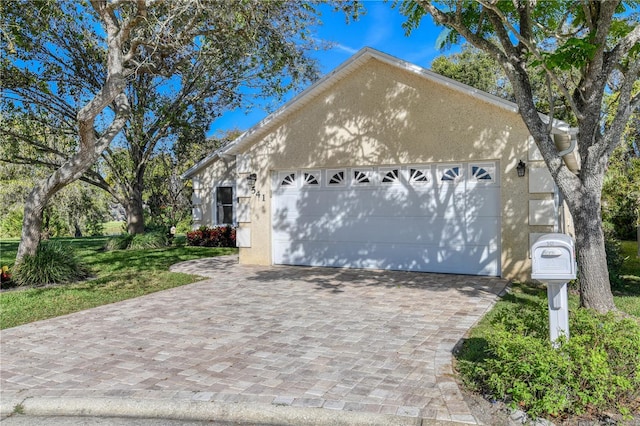 exterior space with a garage