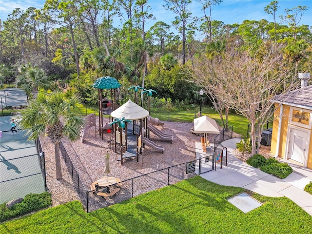 view of playground with a yard