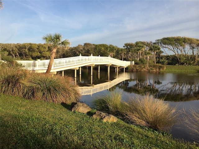 exterior space featuring a water view