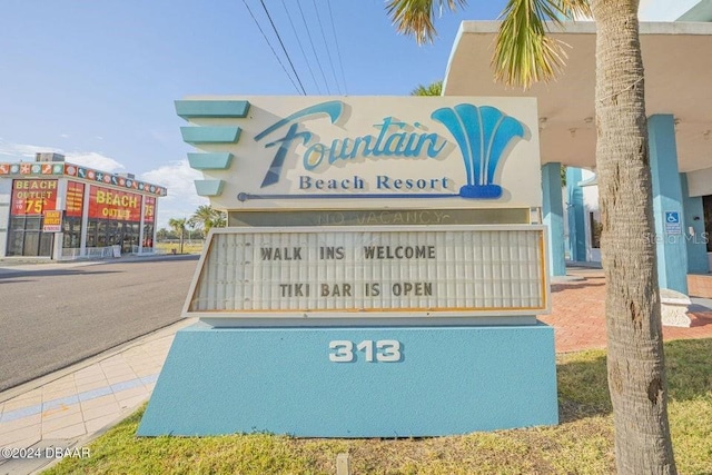 view of community sign