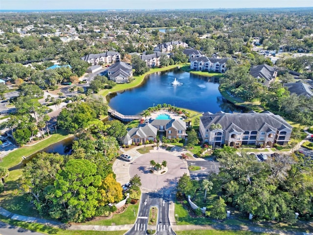 bird's eye view featuring a water view