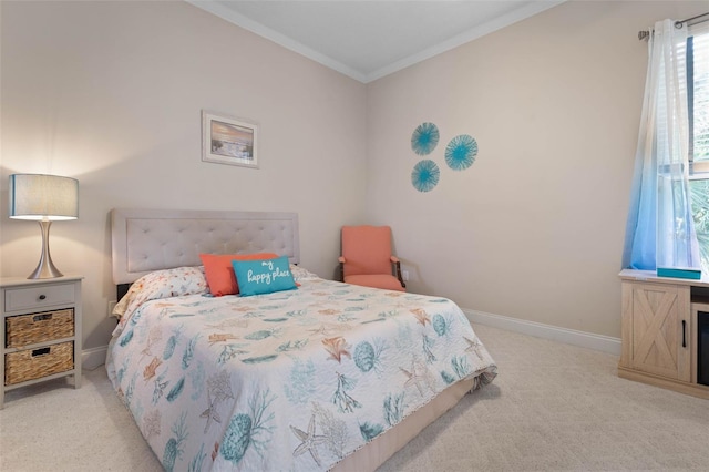67 Island Estates Pkwy, Palm Coast, FL 32137 - bedroom with ornamental molding, light carpet, and baseboards