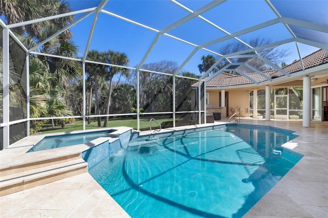 67 Island Estates Pkwy, Palm Coast, FL 32137 - view of pool with a patio area, a lanai, and a pool with connected hot tub